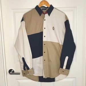 Vintage Chaps RL colorblock shirt sz M cotton twill